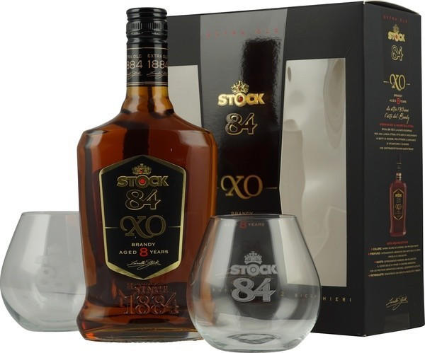 Stock 84 Brandy XO 0,7l 40% with 2 glasses