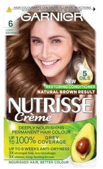 Garnier Nutrisse Ultra Coverage Permanent Hair Color For Stubborn Gray Coverage, Deep Light Natural Brown (Spiced Hazelnut) 600