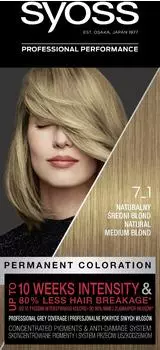 syoss Permanent Color Permanent- Farbton 7_1 Natural Medium Blond 1 St.