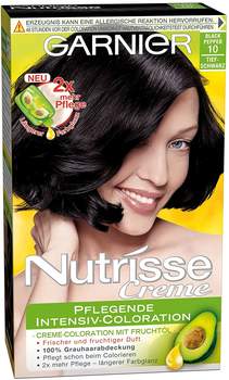 Garnier Nutrisse Creme Pflegende Intensiv-Coloration, 10 Tief Schwarz Haarfarbe 010 Black Pepper