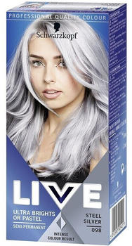 Schwarzkopf Live Ultra Brights or Pastel Semi-Permanent Hair Dye 098 Steel Silver