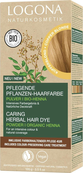 Logona Pflegende Pflanzen-Haarfarbe Pulver Bio-Henna kupferblond (100g)
