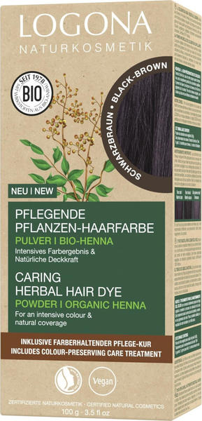 Logona Pflegende Pflanzen-Haarfarbe Pulver Bio-Henna schwarzbraun (100g)
