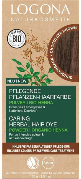Logona Pflegende Pflanzen-Haarfarbe Pulver Bio-Henna schokobraun (100g)
