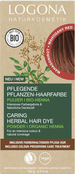 Logona Pflegende Pflanzen-Haarfarbe Pulver Bio-Henna Mahagonirot (100g)