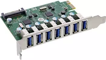 InLine Schnittstellenkarte 7x USB-A 3.2 Gen.1, PCIe, SATA-Stromanschluss (76661L)