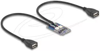 DeLock Mini PCIe Adapter Full Size auf 2x USB 2.0 Typ-A Buchse (64346)