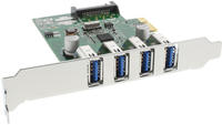 InLine&reg; Schnittstellenkarte, 4x USB-A, USB 3.2 Gen.1, PCIe, inkl. LP Slotblech
