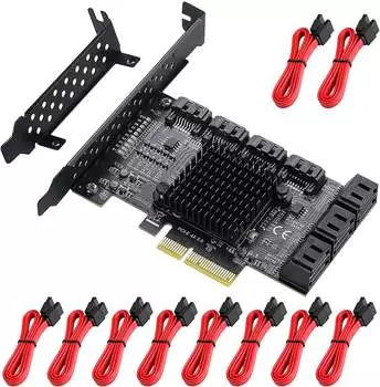 MZHOU PCI-E SATA Erweiterungskarte,10 Port