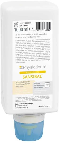Physioderm Sansibal Hautschutz Creme Hautcreme silikonfrei (1000ml)