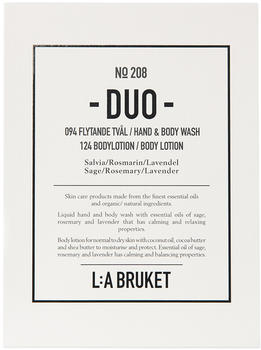 L:A Bruket 208 Duo Liquid Soap & Body Lotion Salvia, Rosmarin & Lavendel (2 x 190 ml)