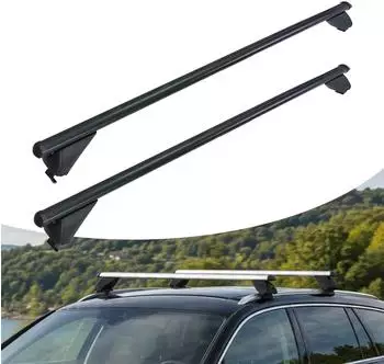 Relaxdays Dachträger Aluminium, geschlossene Reling, 124cm, 180kg, schwarz