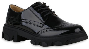 VAN HILL Brogues Blockabsatz Lack Trendy Schuhe 215722 schwarz