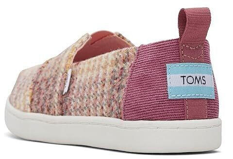TOMS Shoes Classic Alpargata Flacher Slipper pink quartz plaid tweed cord
