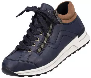 Rieker Halbschuh Schnürschuh blau N1400-14 Fleecefutter Komfort