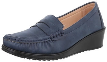 Ital Design Elegante Slipper 89092000 Keilabsatz Wedge Mokassins blau
