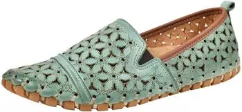 Gemini Leather Moccasin Loafer Floral Flower Cutouts (031174-02) salbei