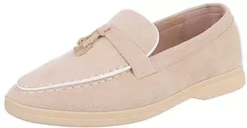 Ital Design Halbschuhe Mokassins Wildlederoptik Slipper beige