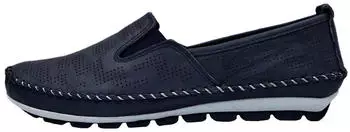Gemini Leather Moccasin Slipper with Perforated Pattern and Replaceable Insole (382647-01) blau