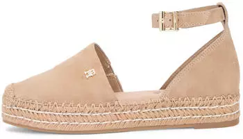 Tommy Hilfiger TH Platform Espad Suede Strap Ankle Strap Ballet Flat safari