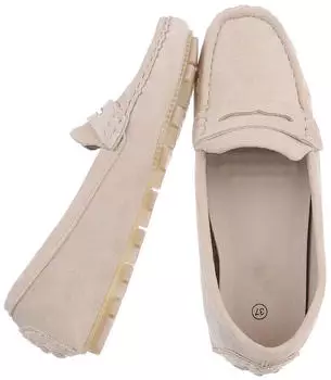 Ital Design Mokassins Wildlederoptik Slipper beige