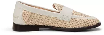 Marc O'Polo Loafer made of airy raffia with leather grey silk