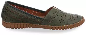 Gemini Leather Moccasin Slip-On with Perforated Pattern and Removable Insole (336380-02) gr&uuml;n