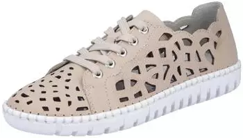 Rieker M2315 Leather Lace-Up Sneaker with Perforated Pattern beige