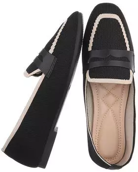 Ital Design Women's Loafer with Block Heel, Square Toe schwarz