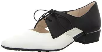 Hispanitas Azucena Women's Lace-Up Shoe in Genuine Leather in 1920s Style with Block Heel panna/schwarz