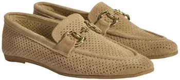 Desa Women's Suede Slip-On with Breathable Leather Lining, Flat Loafer beige