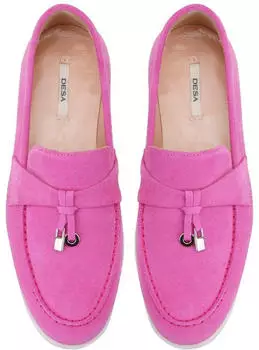 Desa Women's Suede Loafer with Leather Lining and Synthetic Sole pink
