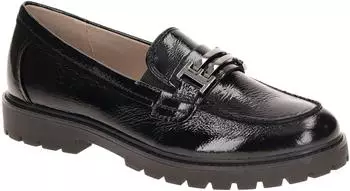 Caprice Leather Slipper with Decorative Embellishment and Distinctive Profile Sole schwarz