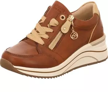 Remonte Dorndorf Wedge Sneaker with Rieker TEX Membrane cognac/creme