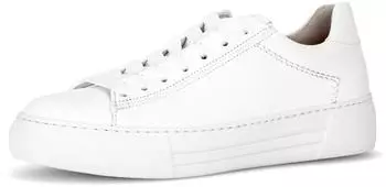 Gabor Platform Sneaker Lace-Up with Decorative Stitching wei&szlig;