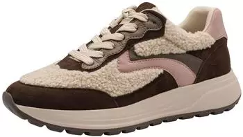 Tamaris Platform Sneaker with Teddy Plush Trim mokka kombiniert