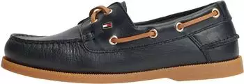 Tommy Hilfiger TH Flag Boat Shoe Core Leather dunkelblau