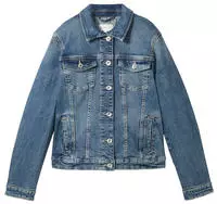 TOM TAILOR Jeansjacke ohne Kapuze mit Knopfleiste und Hemdkragen