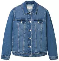 TOM TAILOR PLUS Jeansjacke ohne Kapuze mit Knopfleiste und Stretch