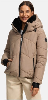 Marikoo Winterjacke Simaraa Taupe Grey abnehmbarer Kunstfellkragen