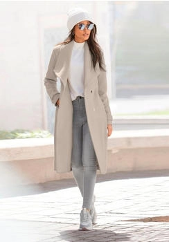 Lascana Langmantel Bindeg&uuml;rtel und Taschen beige sand