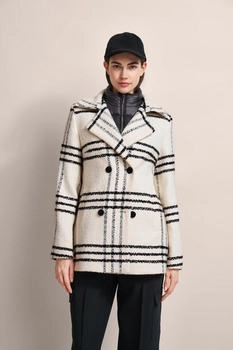 Bugatti Kurzmantel beige ecru gestreift 26578518-38