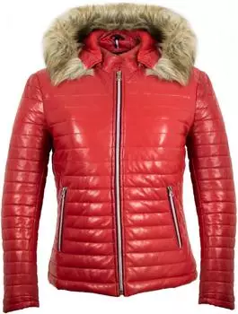 MDM Dance Gesteppte Lederjacke rot