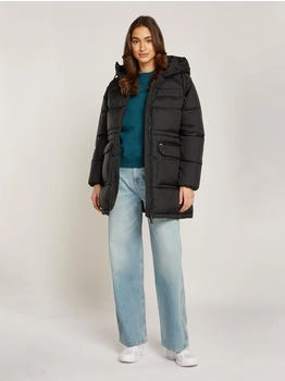 Tommy Hilfiger Daunenmantel Midi Puffer Kapuze schwarz