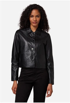 Ricano Lederjacke Cecila Bolero Stil Polokragen schwarz