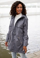 French Connection Outdoorjacke mit Kapuze Saumschlitz mit Druckkn&ouml;pfen auf der