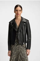 BOSS ORANGE Lederjacke "Sandy Premium Damenmode" mit genarbter Struktur