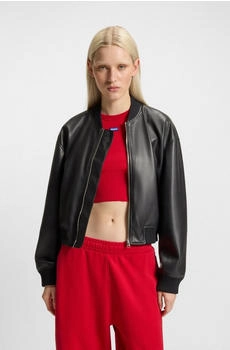 HUGO Bomberjacke Attitude blau schwarz Kunstleder-Optik