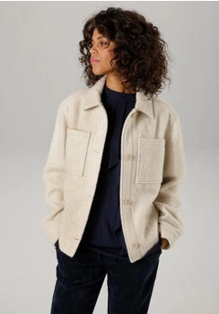 Aniston Fleecejacke hellbeige Knöpfen