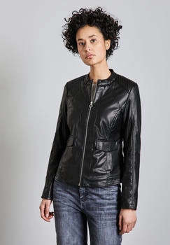 Street One Lederimitatjacke Stehkragen schwarz